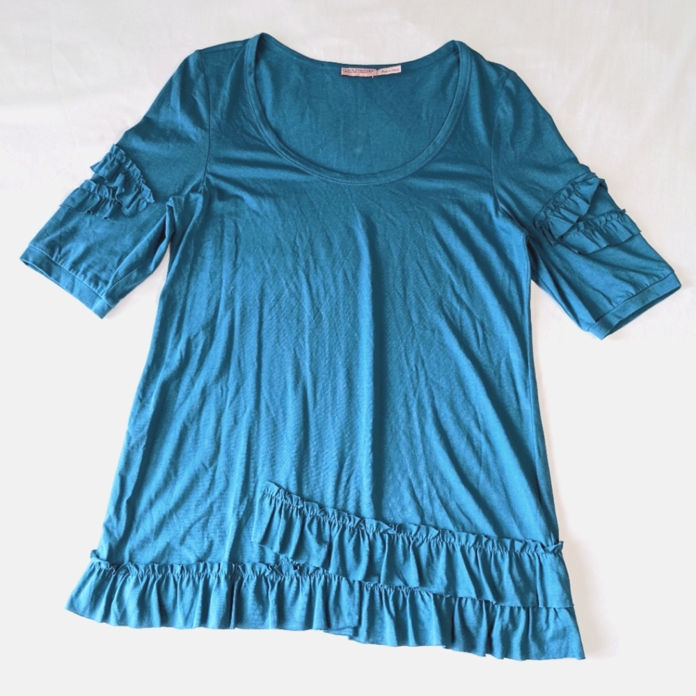Juicy Couture Blue Tiered Tunic Top Ruffle women's size Medium